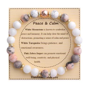 Imagem de KSQS Pulseira De Contas Pedras Curativas Para Mulheres, Proteção E Equilíbrio Com Preciosas Naturais, Cristal Espiritual Alívio Da Ansiedade Cartão Significado (Nº 21)