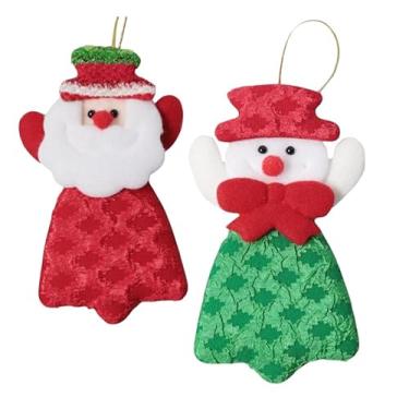 Imagem de KIT 2 Enfeite Pendente Papai Noel e Boneco de Neve em Feltro e Tecido Pequeno Decoração Natalina Lar Natal! Festivo Ideais Enfeitar Portas, Árvore, Lareiras ou Mesas 14x8cm - MELLUZ