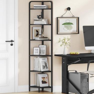 Imagem de Hzuaneri Suporte de prateleira de canto, estante de canto, prateleira de plantas, suporte de exibição de canto, prateleira de pé com moldura de metal para sala de estar, banheiro, cozinha, estilo