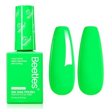 Imagem de Esmalte de gel verde neon Beetles – esmalte de gel de imersão de LED verde Halloween verde livre de UV frasco colorido de longa duração arte em unhas salão de manicure DIY
