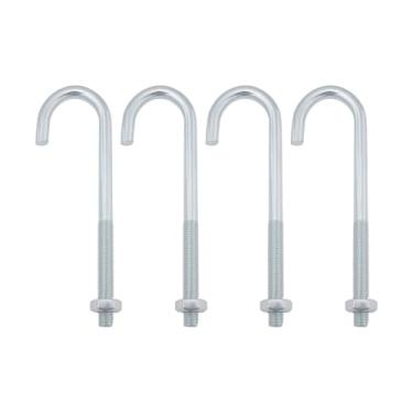 Imagem de Briny River 4 peças parafuso de gancho M10 J haste longa parafuso rosqueado fixação industrial para projetos de cercas de jardim telhas de concreto (150 mm)