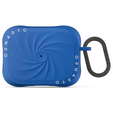 Imagem de ORNARTO Capa Vortuxe para AirPods Pro 2 – 2 x MIL-STD de proteção contra quedas, capa à prova de choque de silicone líquido com mosquetão, capa estética elegante para AirPods Pro 2ª/1ª geração - Azure