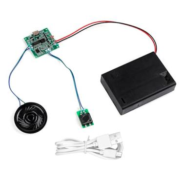 Imagem de DIYmall Módulo de som gravável, reprodução de voz com alto-falante, suporta download USB, controle de botão 8 m MP3/WAV kit de placa programável de música para presente de caixa de música DIY