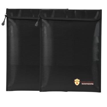 Imagem de Bolsa de documentos à prova de fogo 2 peças (38 x 28 cm), bolsa de dinheiro à prova d'água à prova de fogo para dinheiro com zíper, bolsa envelope seguro para incêndio para dinheiro, objetos de valor
