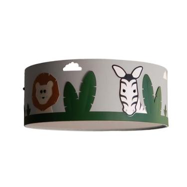 Imagem de Luminária Infantil Plafon Safari Cúpula Tecido 50x15 cm - Tom Luz, Cin