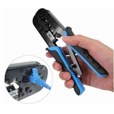 Imagem de Alicate Catraca Crimpagem Desemcapar Cabo Rede RJ45 RJ11 - EXBOM