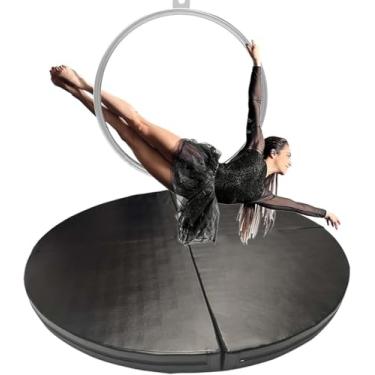 Imagem de Tapete De Aro Aéreo Redondo Para Academia Em Casa, 120/140/150/160/180 / 200cm Tapete De Pole Dance Tapete De Exercícios De Ginástica De Ioga, Tapete De Proteção De, Black, 140cmx3cm(55"x1.2")