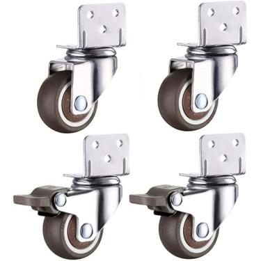 Imagem de 4 Rodízios De Móveis Suporte L Rodas De Borracha Silenciosas Com Freio Rodízios De Berço De Substituição Giratória Universal Para Berço De Bebê Suporte De Flores M, 1.5 Inch, 2 swivel 2 brakes