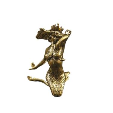 Imagem de Estátua de miniatura de sereia sensual de latão, estatuetas de escultura de mulher de sereia de metal, arte corporal, pesos de papel, ornamentos para decoração de carro