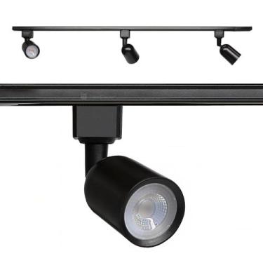 Imagem de Kit Spot LED Taschibra Direct Trilho Preto 3X6W 110V/220V, Luz Fria 65