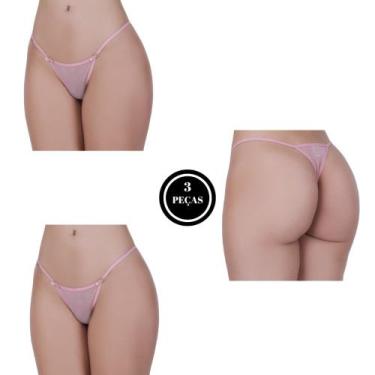 Imagem de Kit 3 Calcinhas Tule Fio -c3 KIT 3 LUANA - Bella da Serra Modas, Rosa 