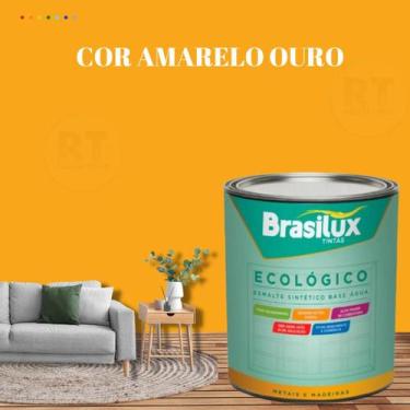 Imagem de Esmalte Sintético Brasilux Base Água Ecologico Cor Amarelo 800ML Brilh
