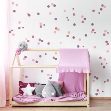 Imagem de Adesivo Infantil Bolinhas Tons de Roxo e Rosa 108un - Quartinhos