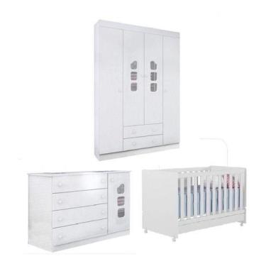 Imagem de Guarda Roupa e Cômoda infantil MDF e Berço - Phoenix Baby