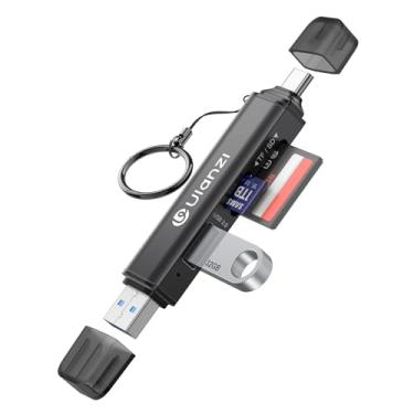 Imagem de ULANZI Leitor de cartão CRI1 3 em 1 SD/TF/USB - USB 3.1 de alta velocidade 170 MB/s, slot triplo simultâneo, USB-C/A duplo, porta compatível com capas, com clipe mosquetão - para telefone/tablet/Mac