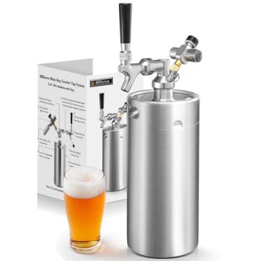 Imagem de MRbrew 128Oz Mini Keg Growler Sistema De Distribuição De Cerveja Portátil De Pressão Sistema De Torneira De Growler De Cerveja De Aço Inoxidável Pressurizado Mini Kegerator Doméstico, Com Torneira D