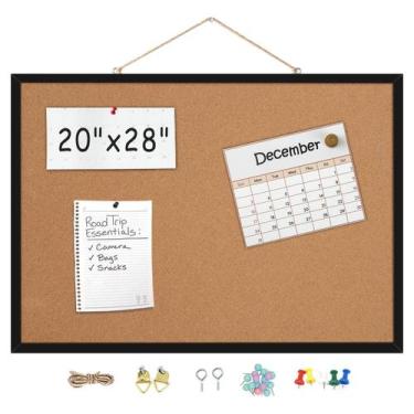 Imagem de Placa de cortiça TooCust 20x28cm com moldura de madeira preta, 1 pacot