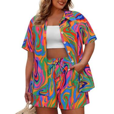 Imagem de Conjunto de roupas CARCOS Plus Size, 2 peças para mulheres, verão, 4GG