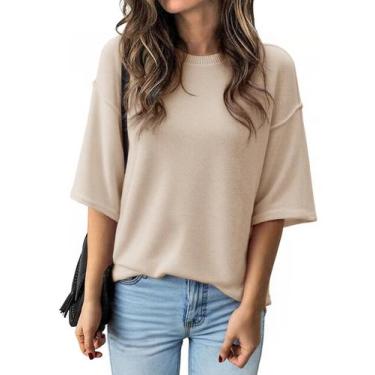 Imagem de Suéteres femininos grandes Cicy Bell, manga 3/4, manga 3/4, casuais, d