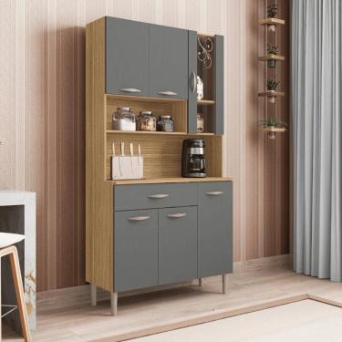 Imagem de Kit Cozinha 6 Portas E Gaveta Golden Freijó / Gris