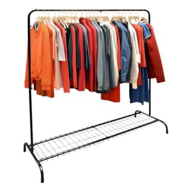 Imagem de Arara de Roupas Organizadora de Chão para Cabides em Aço Antiferrugem - Varal Multiuso com Arara Cabideiro(Preto)