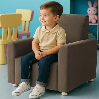 Imagem de Poltrona Infantil Cadeira Sofá Angel Mini Para Crianças Suede Capuccino