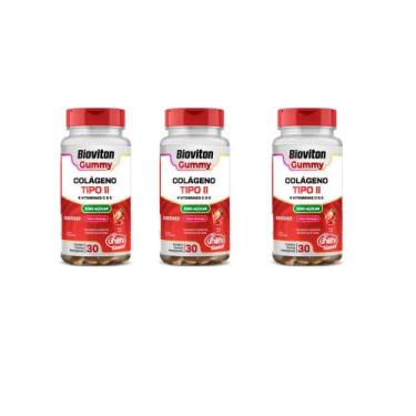 Imagem de Kit 3 Colágeno Tipo II 3x30 gomas Vitamina C e E Unilife Bioviton, Mor