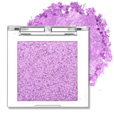 Imagem de Erinde Paleta de sombras Glitter Shimmer Sparkle, maquiagem de sombra de olhos com glitter, maquiagem monocromática única de longa duração, fórmula suave vegana e livre de crueldade, C08 rosa lilás