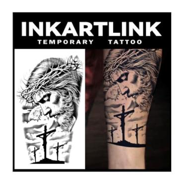 Imagem de INKARTLINK Tattoo Tech, 2 folhas de tatuagem semipermanente extra grande, tatuagens temporárias, duram 1-2 semanas, à prova d'água, visual realista, sem adesivo, (design de mitologia) 305