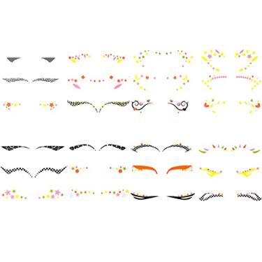 Imagem de Uranian Adesivo de maquiagem de olhos coloridos adesivos de rosto para olhos adesivos temporários fofos 24 pares de adesivos de tatuagem de olho para festival, Halloween, carnaval, decoração de rosto