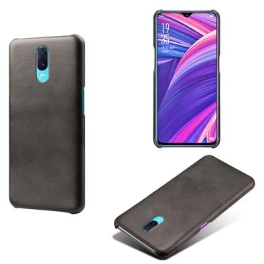 Imagem de Capa para OPPO R17,Proteção contra quedas,Casca de volta de cor sólida simples,Design de couro de imitação de plástico-Black