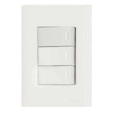 Imagem de Conjunto 4x2 Com 3 Interruptores Simples 10 A 250 V Tramontina Giz Branco Tramontina