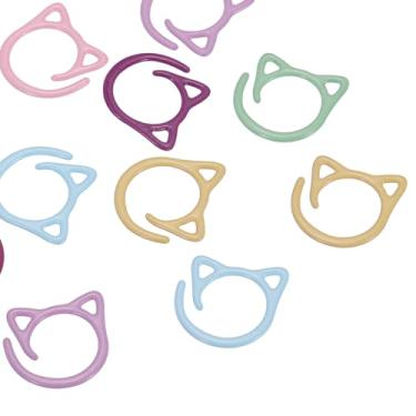 Imagem de PATIKIL Marcadores de ponto de crochê para gatos, pacote com 12 marcadores de ponto para tricô, suprimentos de crochê, lindos contadores de anéis de malha espiral de metal para fio de crochê