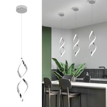 Imagem de Vloitgol Luzes pendentes modernas ilha de cozinha, luminárias pendentes de LED branco frio de 16 W, lâmpada suspensa de LED ajustável, luzes de ilha para cozinha, quarto, sala de jantar, pia, 1 pacote