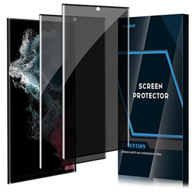 Imagem de Hokwep [Pacote com 2] Película protetora de tela ultra privacidade para Galaxy S22, dureza 9H, sem bolhas, borda curvada 3D, vidro temperado de privacidade, compatível com Samsung S22 Ultra 5G de 6,8