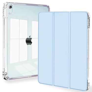 Imagem de Feams Capa fina para iPad Air 11 polegadas M3 2025 / M2 2024, iPad Air 5ª geração 2022 / iPad Air 4ª geração 2020 10,9 polegadas capa transparente com suporte para lápis e hibernação automática, azul