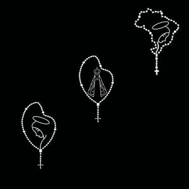 Imagem de Kit 3 Adesivos Terço Rosário Nossa Senhora Brasil - Branco - Jhow Ades