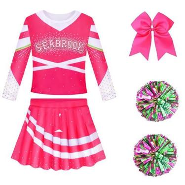 Imagem de Fantasia infantil de líder de torcida Matagami 5-6T com poms e bandana