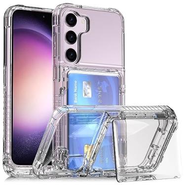 Imagem de SORAKA Capa transparente para Samsung Galaxy S23 com porta-cartões,capa protetora 2 em 1 em acrílico transparente e TPU macio