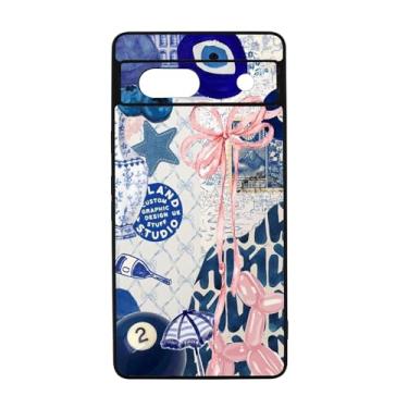 Imagem de qizjio Capa de telefone moderna colagem à prova de choque capa protetora para celular com laço preppy para Google Pixel 7A
