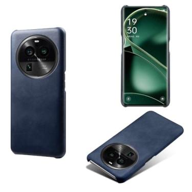 Imagem de Capa para OPPO Find X6,Proteção contra quedas,Casca de volta de cor sólida simples,Design de couro de imitação de plástico-Blue