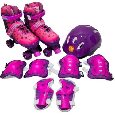 Imagem de Patins Roller Ajustável Kit Proteção Completo 7 Peças
