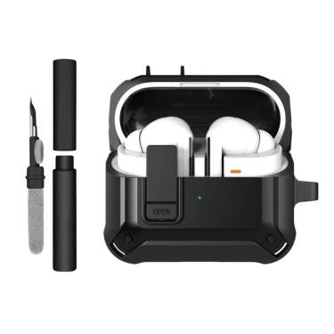 Imagem de Kit Caneta de Limpeza e Capa Protetora Nerdcase Compatível com Samsung Galaxy Buds 3, 3 Pro, 3 Fe, Resistente Preta