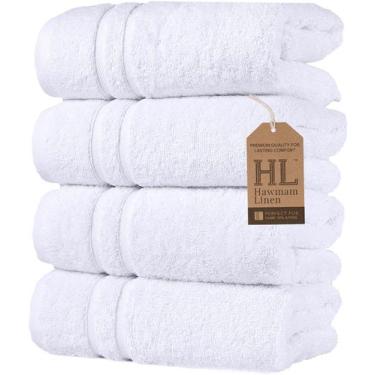 Imagem de Toalhas de mão Hawmam Linen White 40x75cm Conjunto de 4 algodão turco