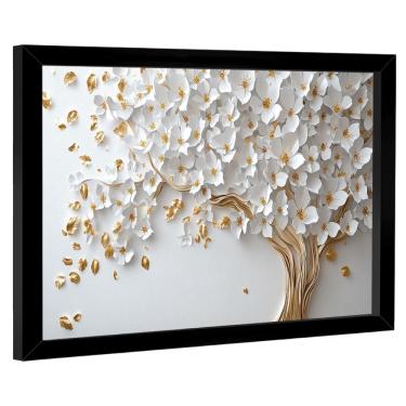 Imagem de Quadro Decorativo Árvore Elegante Folhas Brancas