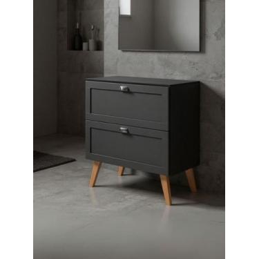 Imagem de Gabinete para Banheiro com Tampo 80cm Retro Mdf Grafite Milano - On Mó