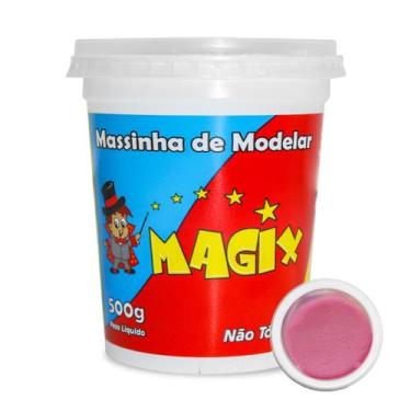 Imagem de Pote Massinha De Modelar Infantil Escolar Atoxica Magix 500g, Rosa