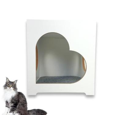 Imagem de Casa para Gatos Coração REFORÇADO em MDF 15mm Resistente Nicho de Chão