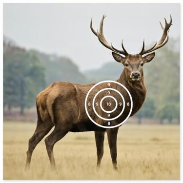 Imagem de Dononr Alvo de veado 39,9 cm x 39,9 cm Alvos de tiro altamente visíveis, alvo de veado realista para tiro com arco, alvos de papel de animais não reativos, acessórios de caça e tiro para prática