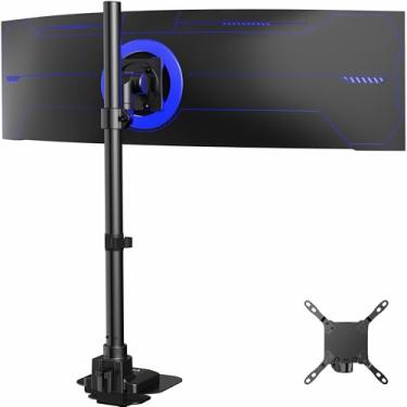 Imagem de VIVO Suporte de mesa de monitor ultralargo único para telas ultralargas de até 57 polegadas, suporte ajustável extra alto para serviço pesado comporta 27 kg, preto, STAND-V157R